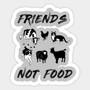 Friends Not Food - Vegetarian Vegan Farm Animals T-Shirt Sticker